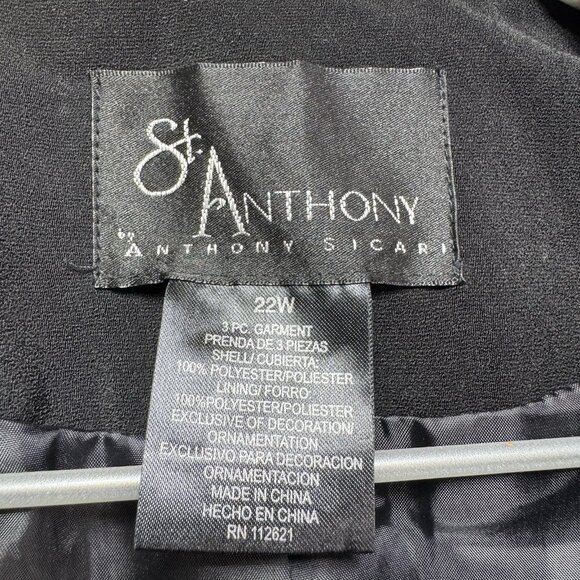 VTG St Anthony Sicari Evening Jacket Plus 22W Black Beaded Ruffles Suit Blazer - Picture 3 of 10